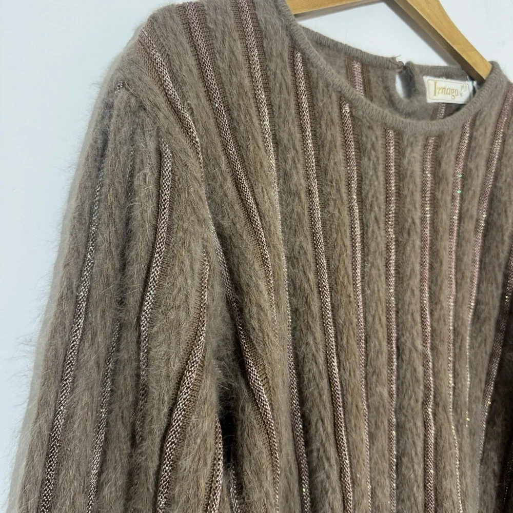 Vintage Angora Blend Fuzzy Textured Sweater Women's Medium‎ Cottagecore Holiday